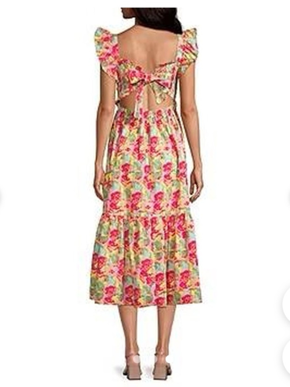 FLORAL OPEN BACK MIDI COTTON DRESS SMALL NWOT